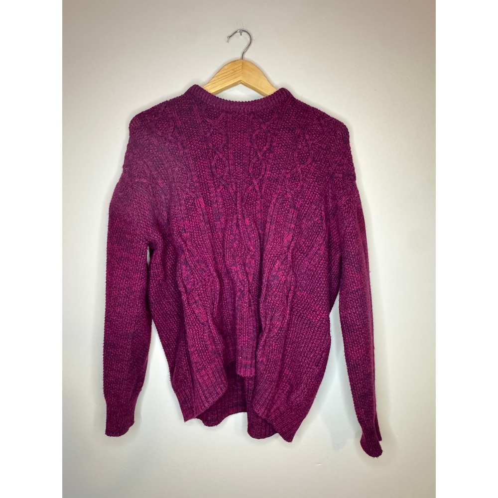 Naadam Merino Cashmere Cable Knit Sweater Purple Ribbon Tie‎ Sleeve Womens Small